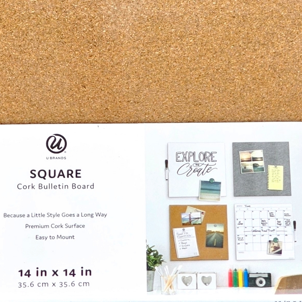 Square Cork Bulletin Board, 14" x 14